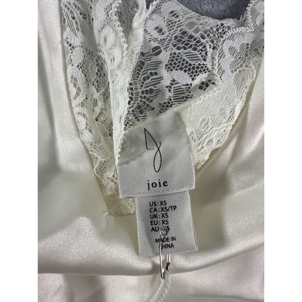 Joie Womens XS White Satin Lace Trim V-Neck Cami Tank Top NWT - Picture 4 of 7
